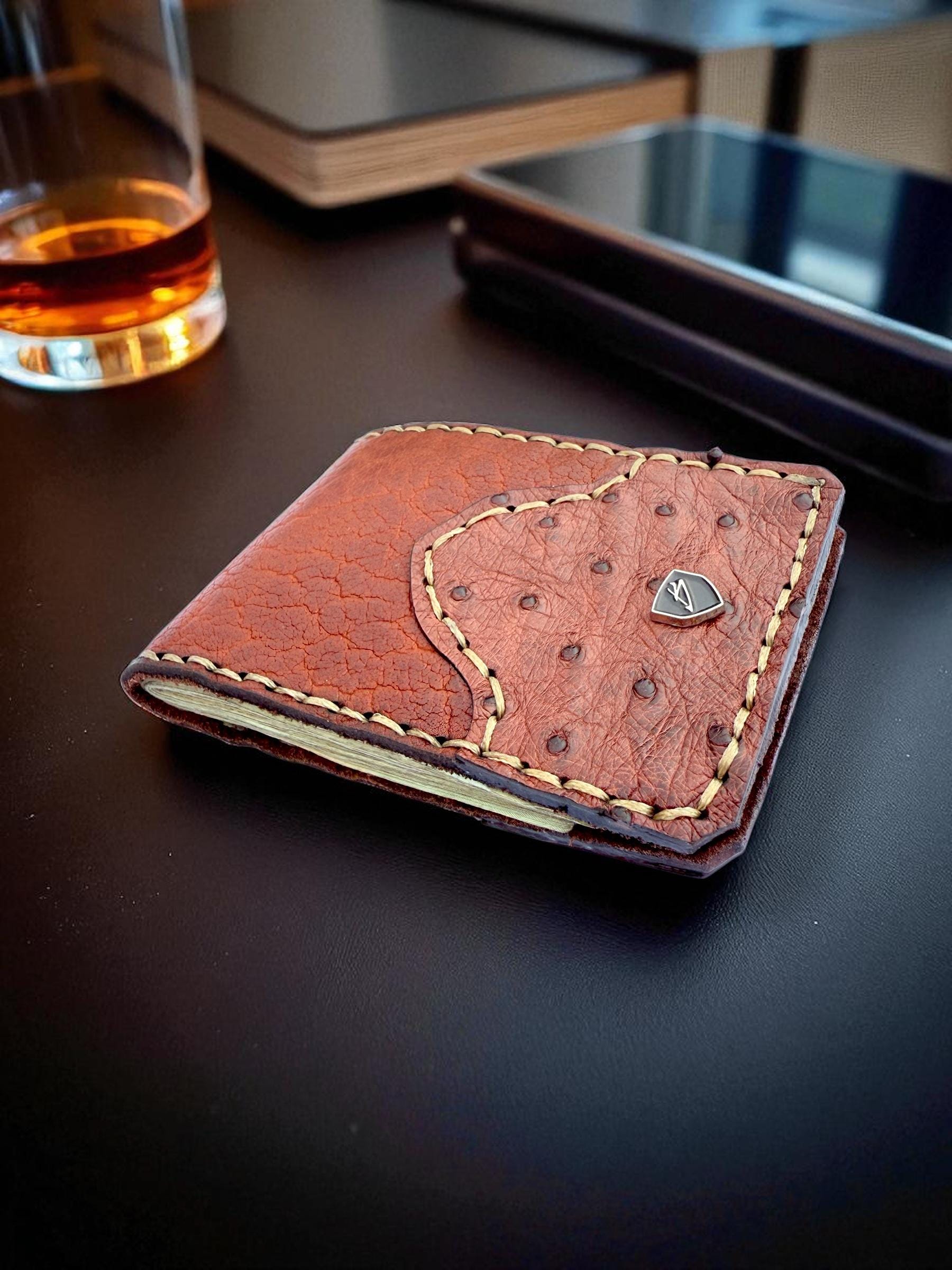Ostrich Leather Magnetic Money Clip