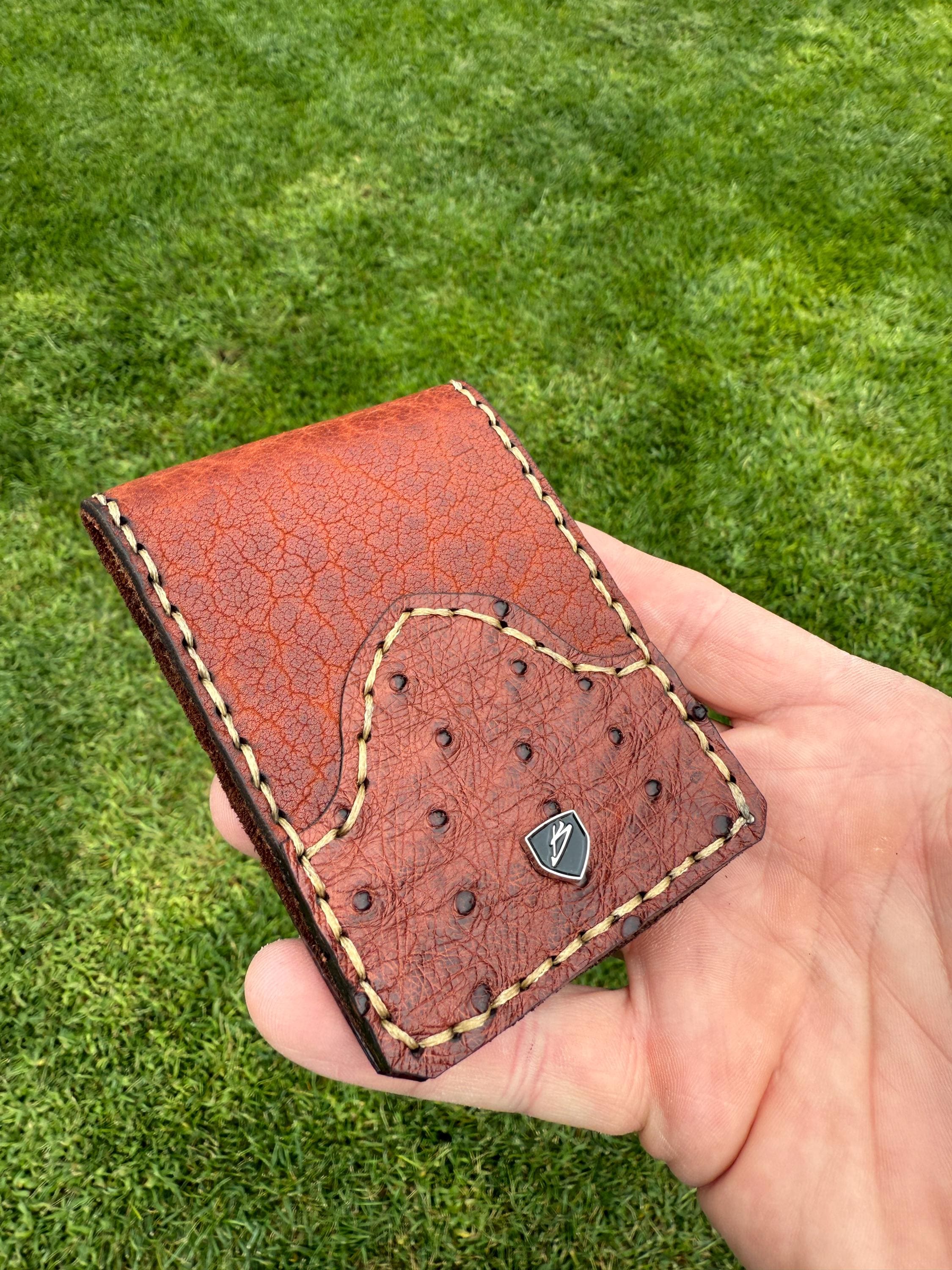 Ostrich Leather Magnetic Money Clip