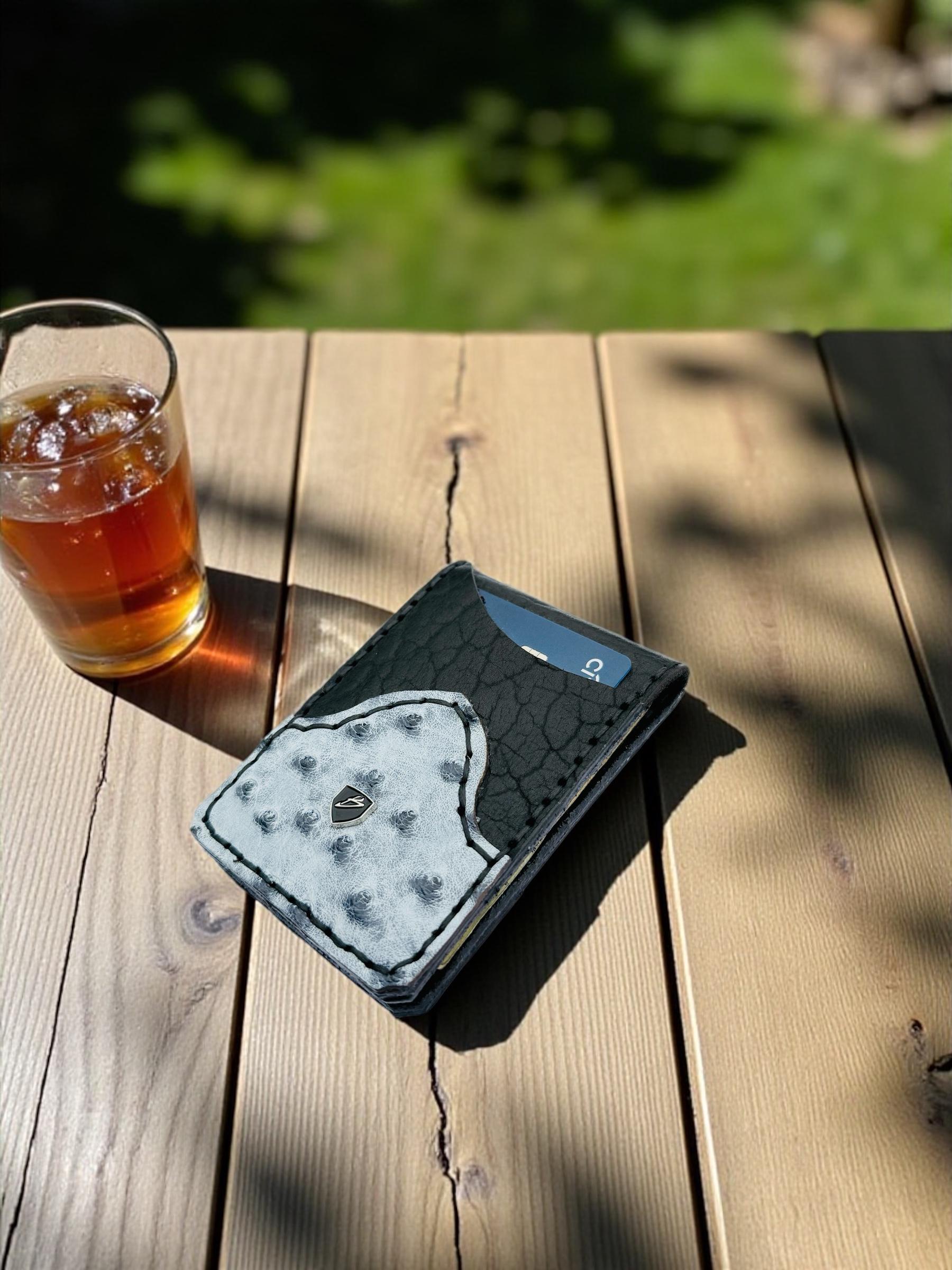 Handmade Ostrich Leather Money Clip Wallet