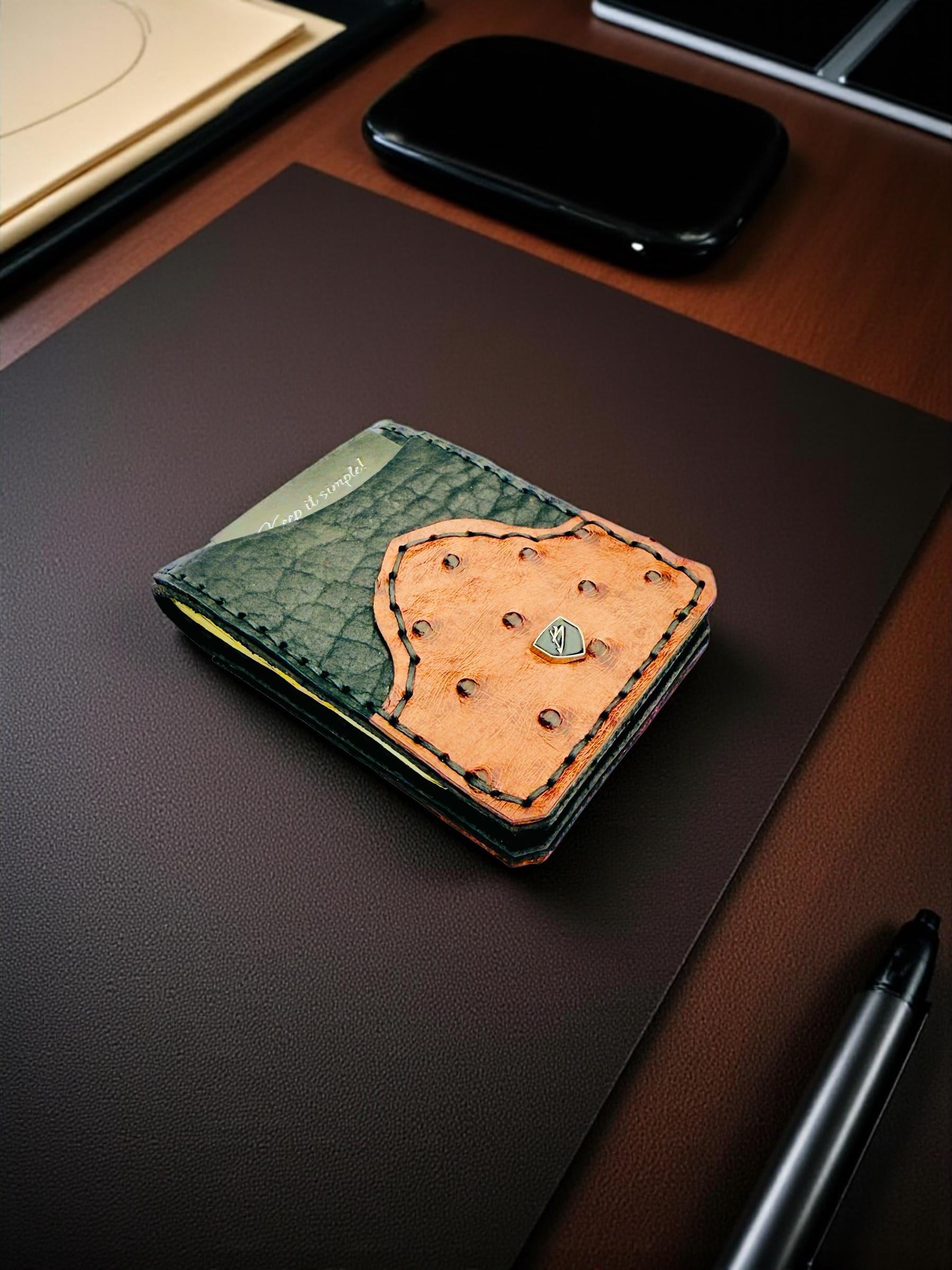 Handmade Ostrich Leather Minimalist Wallet