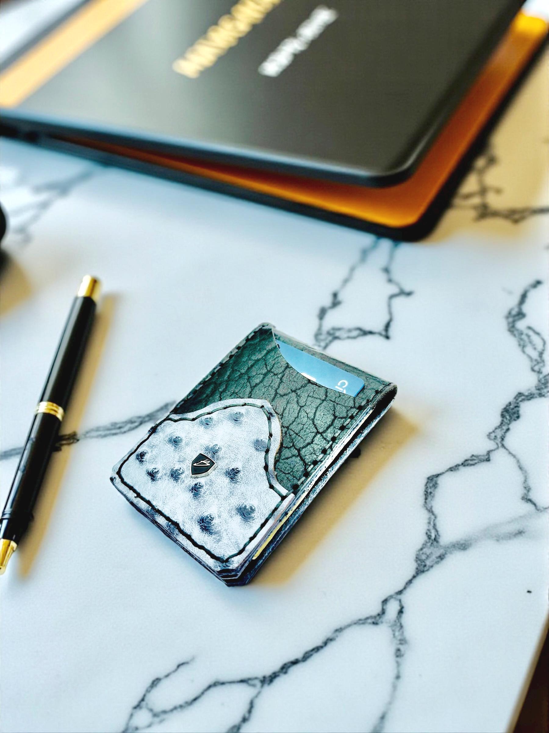 Handmade Ostrich Leather Money Clip Wallet