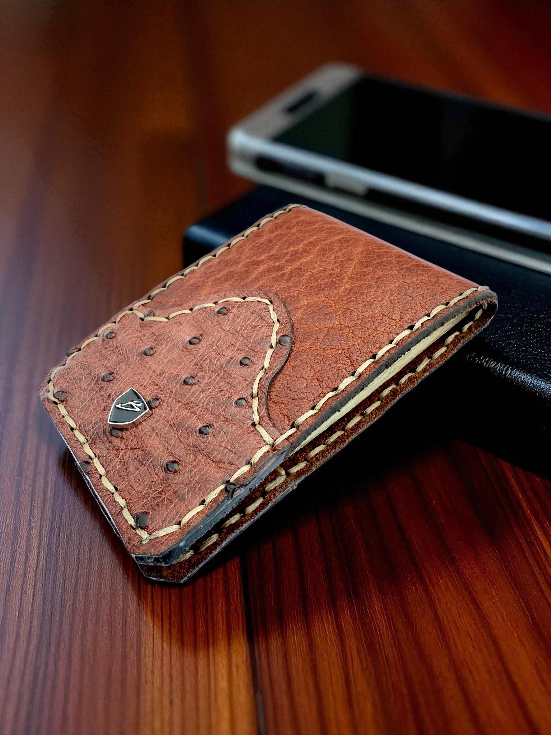 Ostrich Leather Magnetic Money Clip