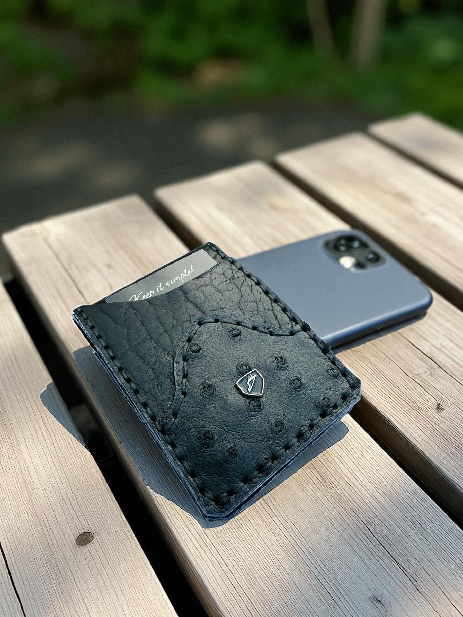 Handmade Ostrich Leather Money Clip Wallet: Minimalist Wallet