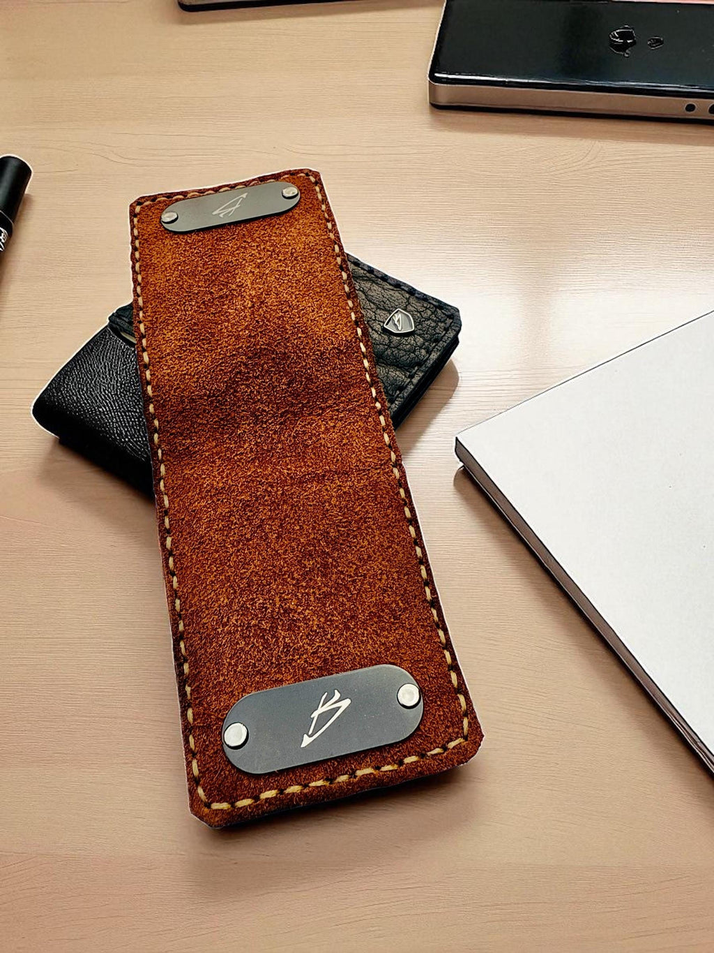 Handmade Ostrich Leather on Tucson Bison Money Clip Wallet: Minimalist Design