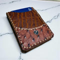 Handmade Ostrich Leather on Tucson Bison Money Clip Wallet: Minimalist Design