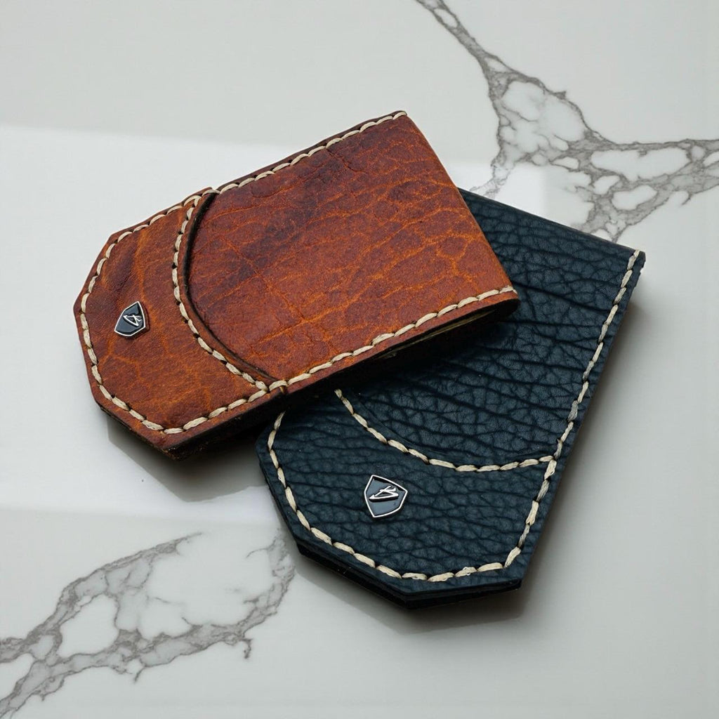 Bison Leather Magnetic Money Clip - Custom Engraved
