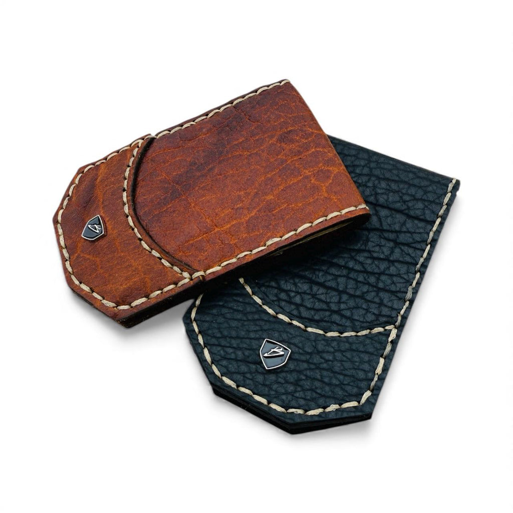 Bison Leather Magnetic Money Clip - Custom Engraved