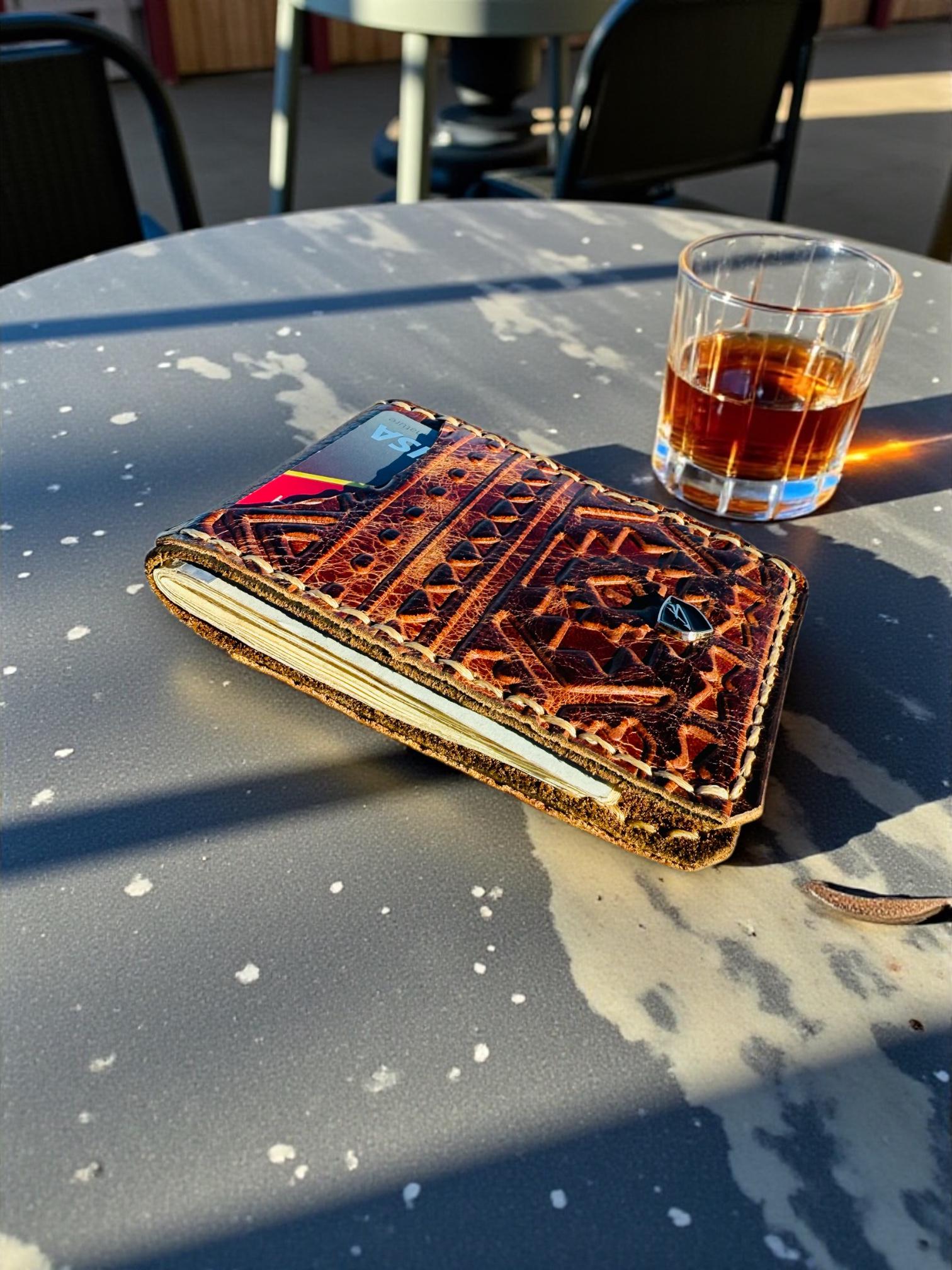 Embossed Leather Minimalist Money Clip Wallet: RFID Blocking