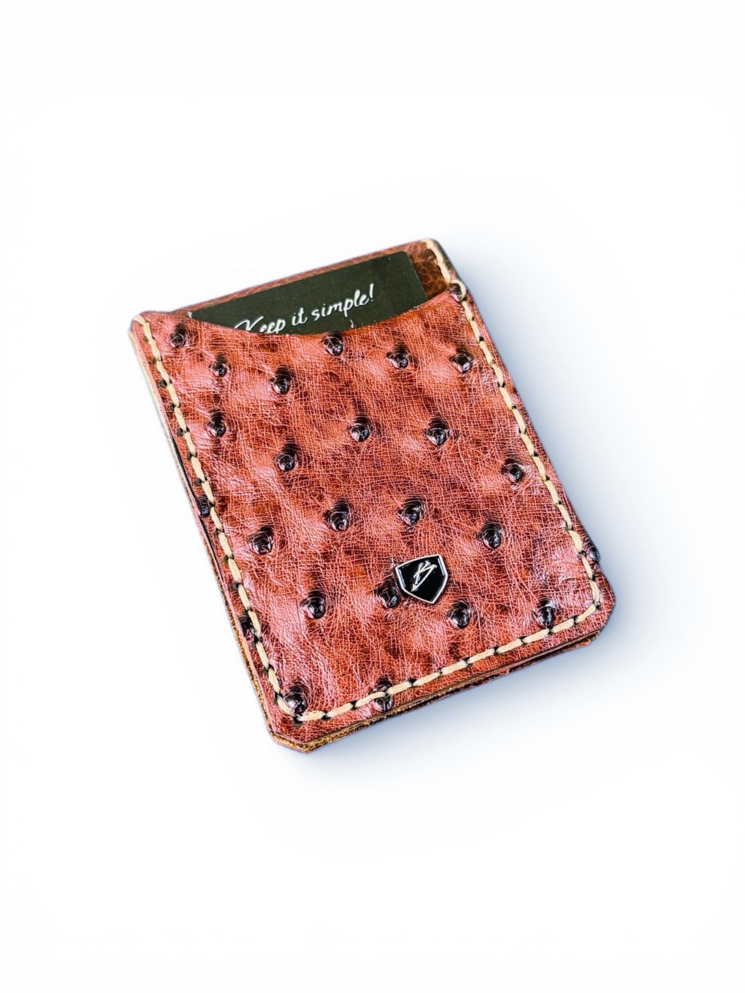 Custom Handmade Ostrich & Bison Leather Money Clip Wallet