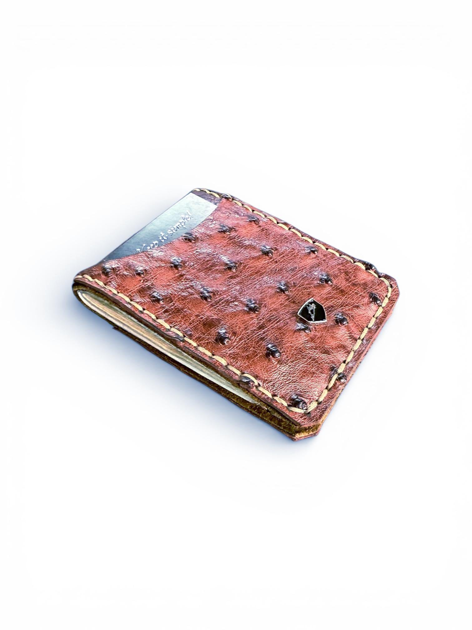 Custom Handmade Ostrich & Bison Leather Money Clip Wallet