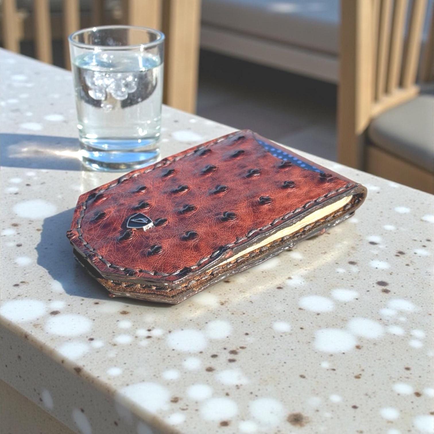 Handmade Ostrich Leather Money Clip Wallet | Minimalist Front Pocket Design