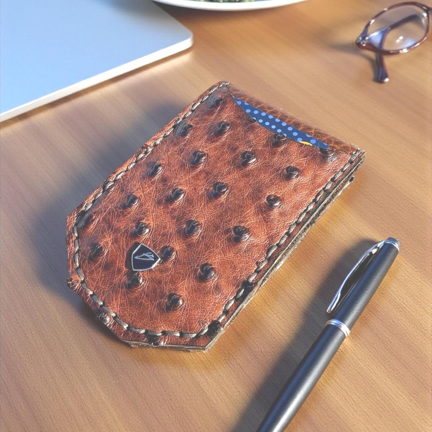 Handmade Ostrich Leather Money Clip Wallet | Minimalist Front Pocket Design