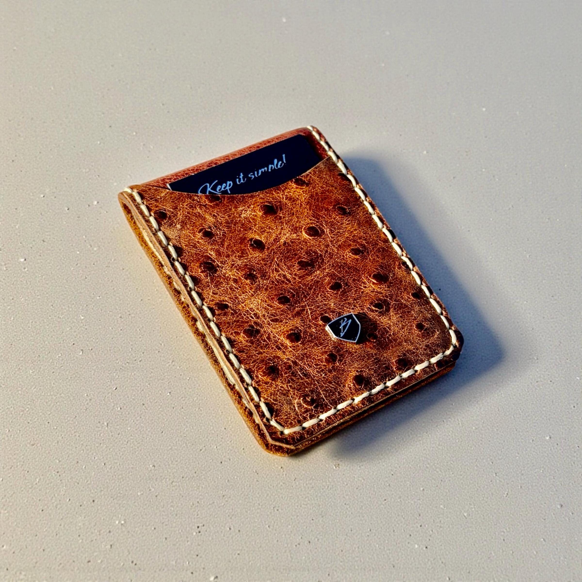 Custom Handmade Embossed Ostrich Money Clip Wallet