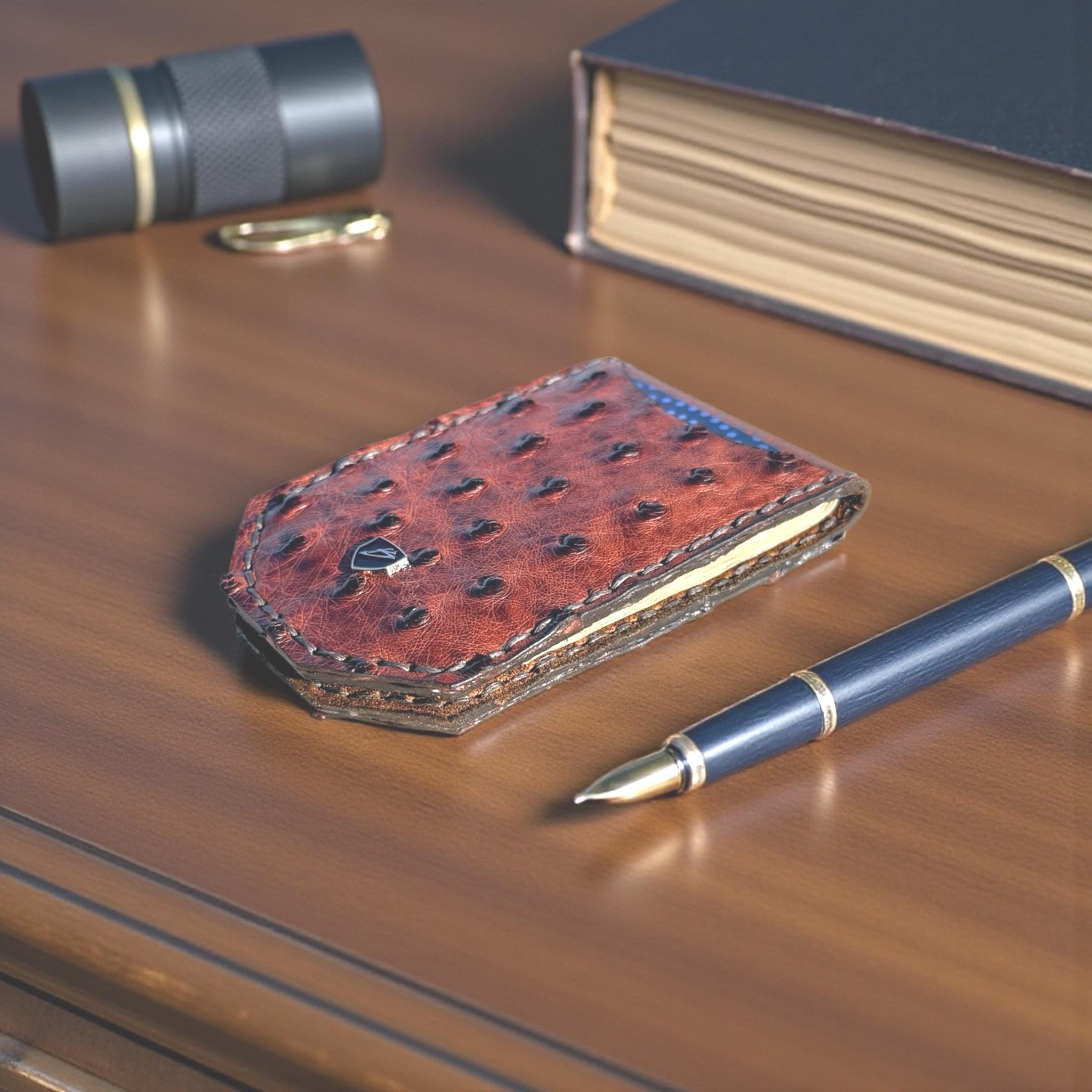 Handmade Ostrich Leather Money Clip Wallet | Minimalist Front Pocket Design