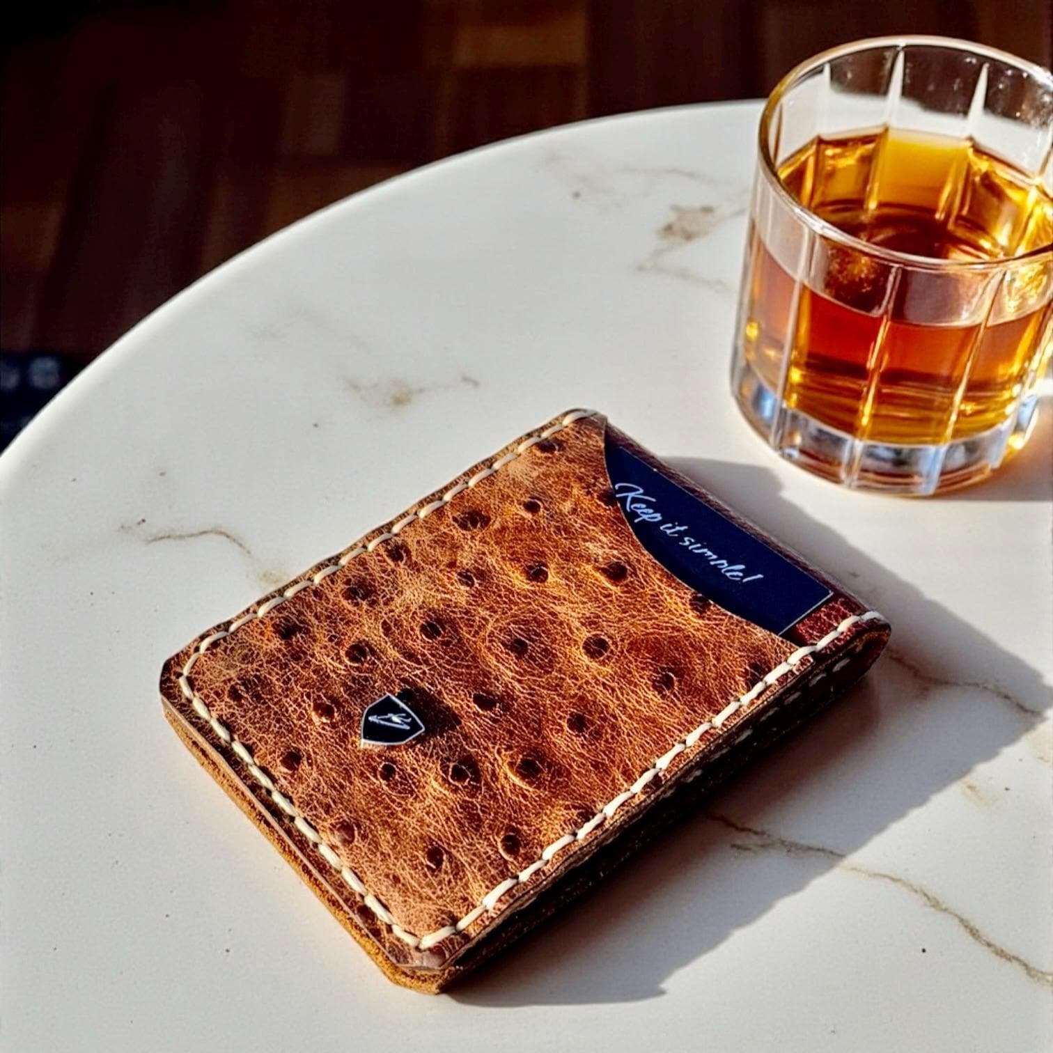 Custom Handmade Embossed Ostrich Money Clip Wallet