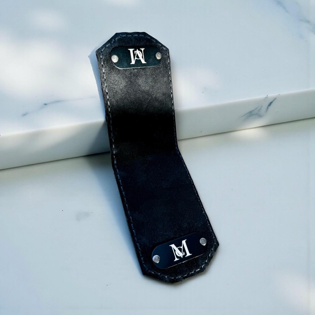 Black Grade A Ostrich Leather Money Clip Wallet | Minimalist Front Pocket Design