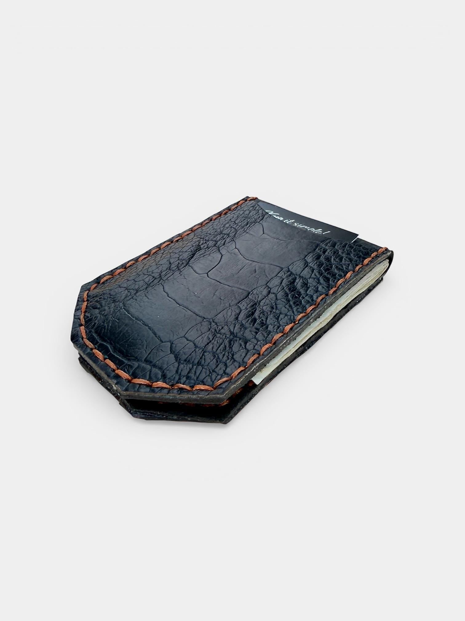 Genuine Hornback Crocodile and Ostrich front pocket wallet