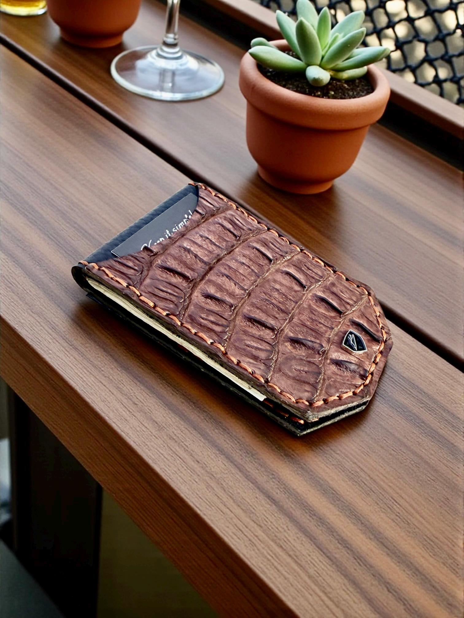 Genuine Hornback Crocodile and Ostrich front pocket wallet